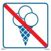 Förbjudet att förtära glass symybol skylt