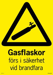 Varningsskylt - Gasflaskor Förs I Säkerhet