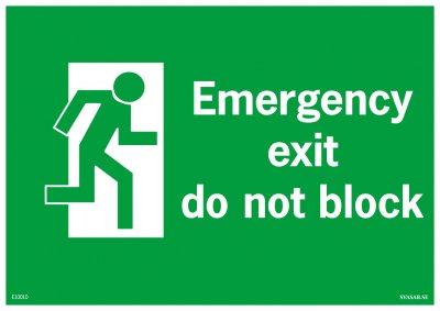 EMERGENCY EXIT DO NOT BLOCK SIGN