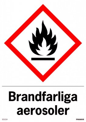 Varningsskylt - Brandfarliga aerosolerVarningsskylt - Brandfarliga aerosoler